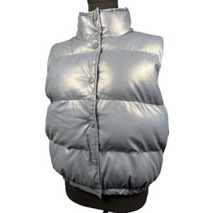 Goldie Lew Nadia Puffer Vest‎ Womens Blue Sleeveless Quilted Size M